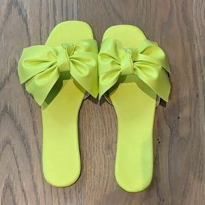 Chartreuse bow sandals